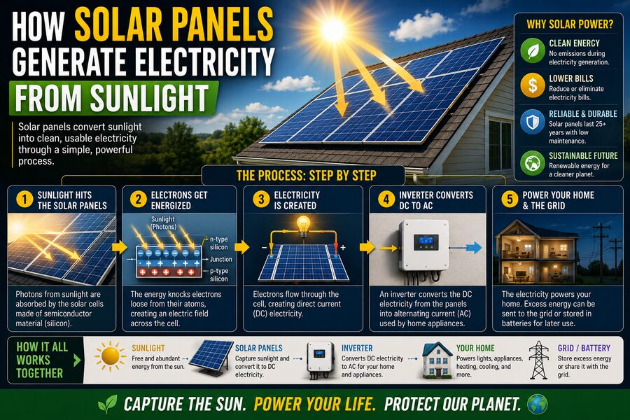 ☀️ How Solar Panels Generate Electricity From Sunlight