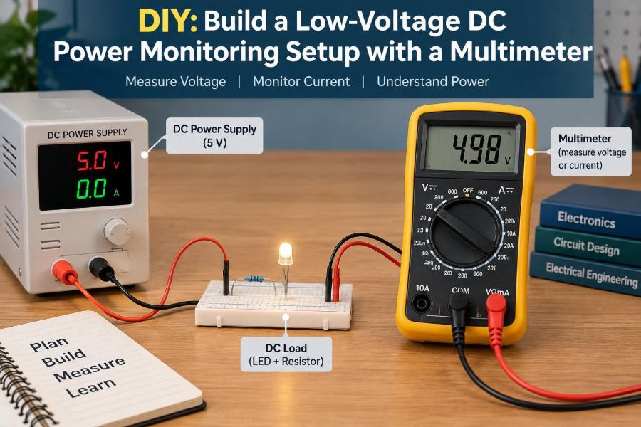 ⚡ DIY: Build a Low-Voltage DC Power Monitoring Setup with a Multimeter