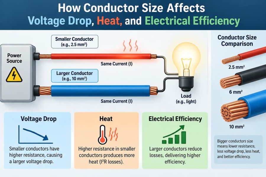 ๐ How Conductor Size Affects Voltage Drop, Heat, and Electrical Efficiency