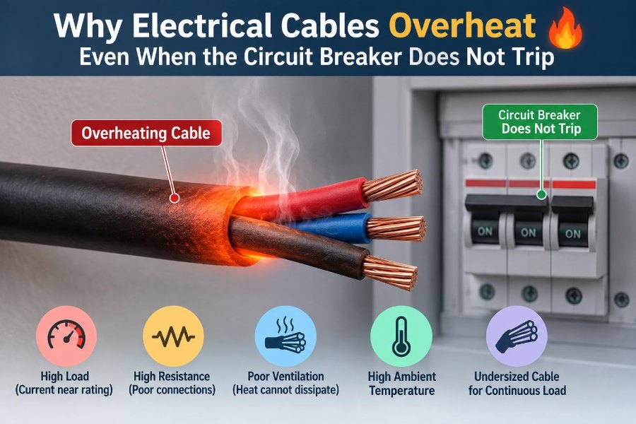 🔥 Why Electrical Cables Overheat Even When the Circuit Breaker Does Not Trip