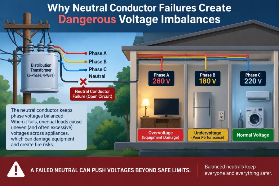 🔌 Why Neutral Conductor Failures Create Dangerous Voltage Imbalances