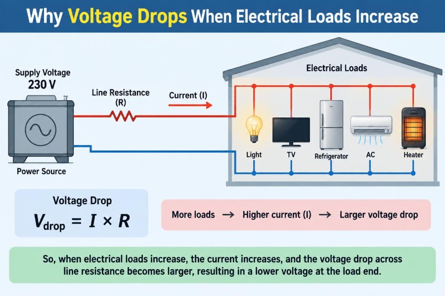 ⚡ Why Voltage Drops When Electrical Loads Increase