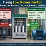 ⚡ Fixing Low Power Factor: How Industries Reduce Current, Losses, and Penalties