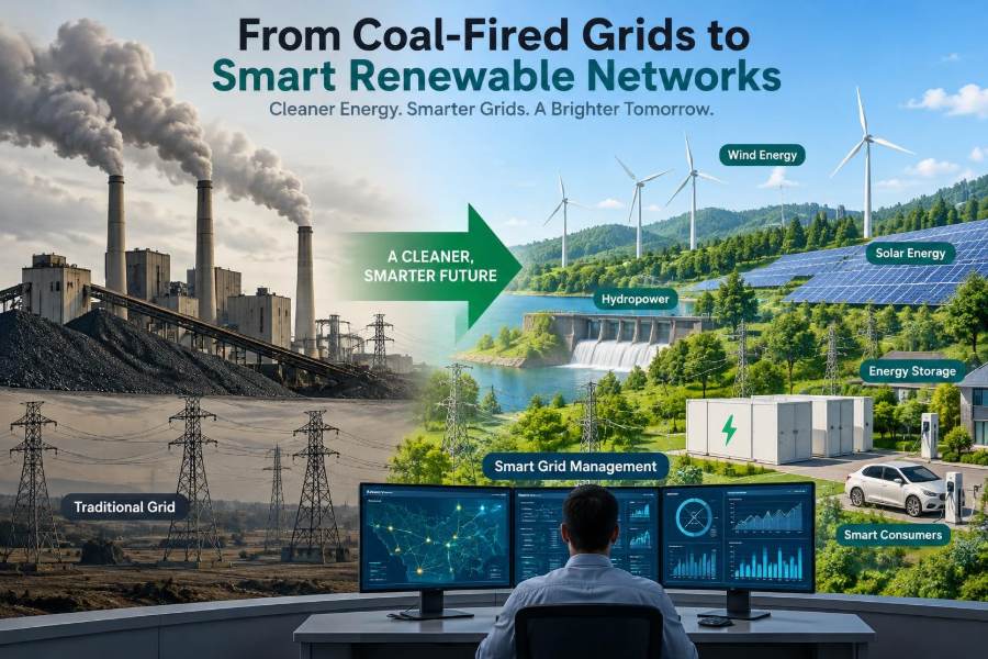 ⚡ From Coal-Fired Grids to Smart Renewable Networks: How Power Systems Are Evolving