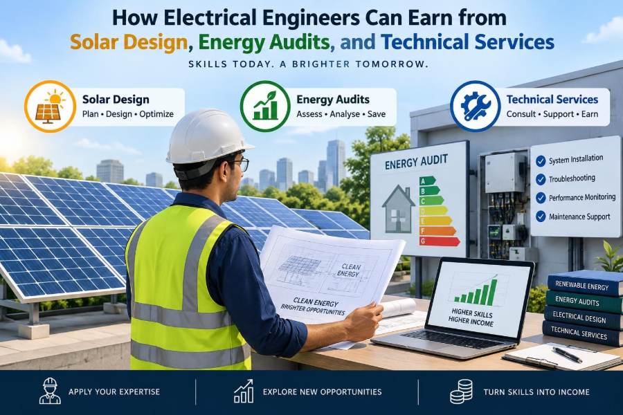 ⚡ How Electrical Engineers Can Earn from Solar Design, Energy Audits, and Technical Services
