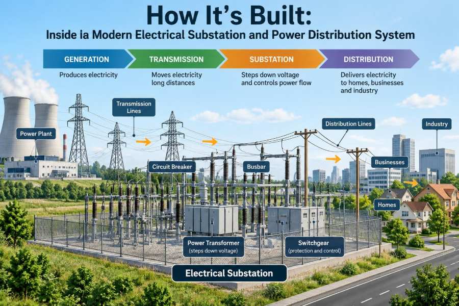 ⚡ How It’s Built: Inside a Modern Electrical Substation and Power Distribution System