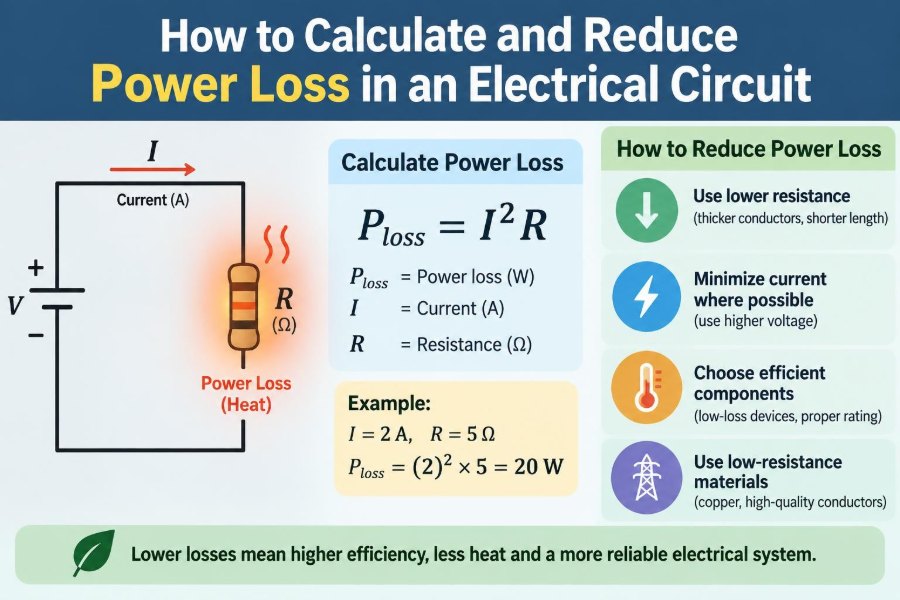⚡ How to Calculate and Reduce Power Loss in an Electrical Circuit