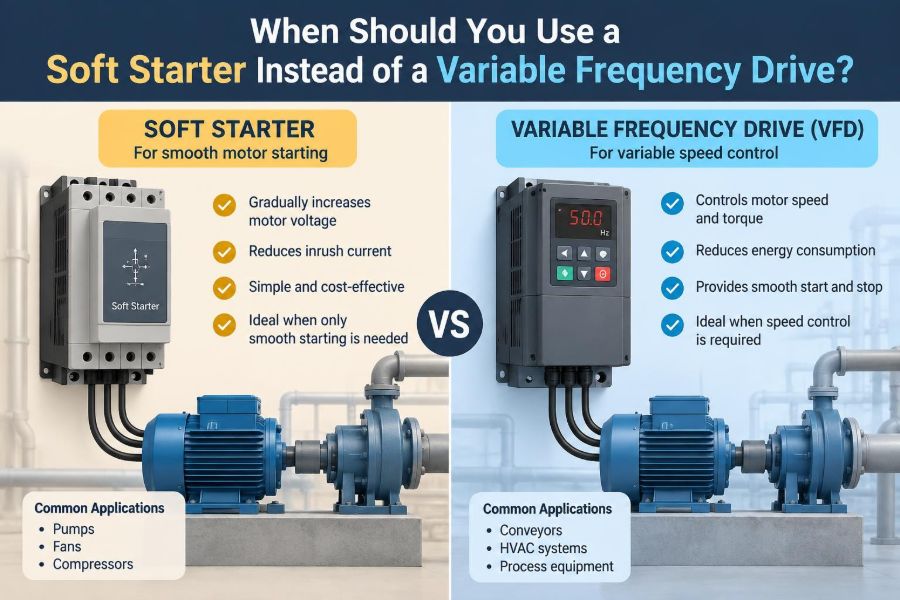 ⚡ When Should You Use a Soft Starter Instead of a Variable Frequency Drive?