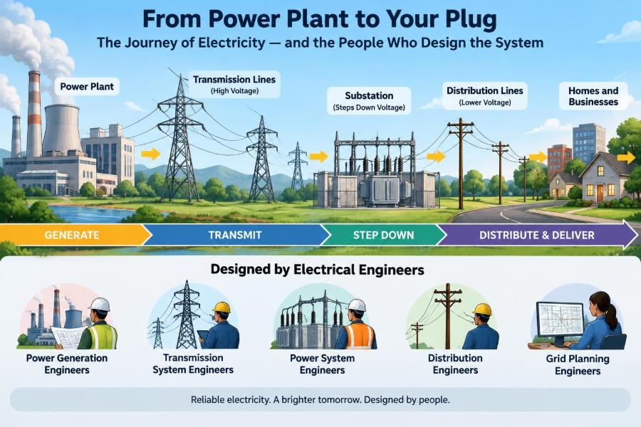 ⚡ Where Electricity Goes After It Leaves a Power Plant—and Who Designs the System