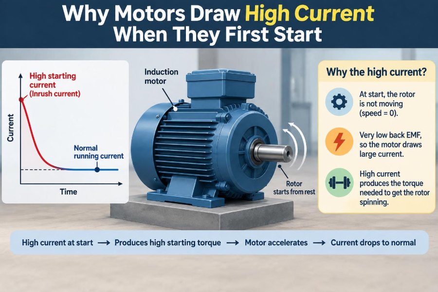 ⚡ Why Motors Draw High Current When They First Start